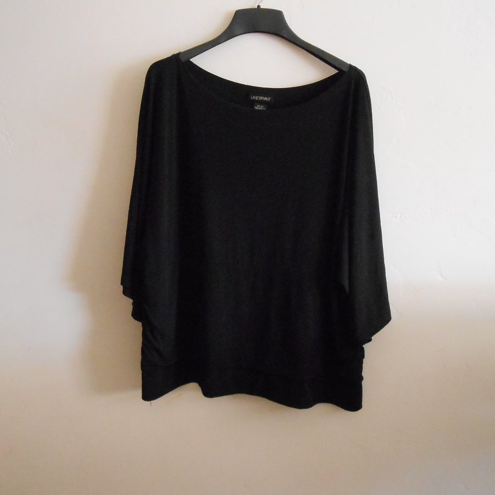 Lane Bryant Pop Over Blouse with Kimono sleeves, Black, Size 26/28